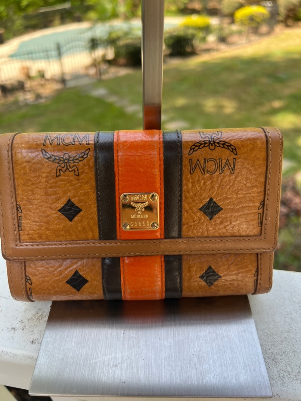 MCM Cognac Visetos Leather Satchel & Wallet Set/ Poshmark Authenticated - Picture 4 of 17